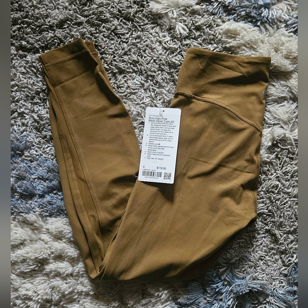 NWT Lululemon Nulu High-Rise Mesh-Panel Leggings 25' 6